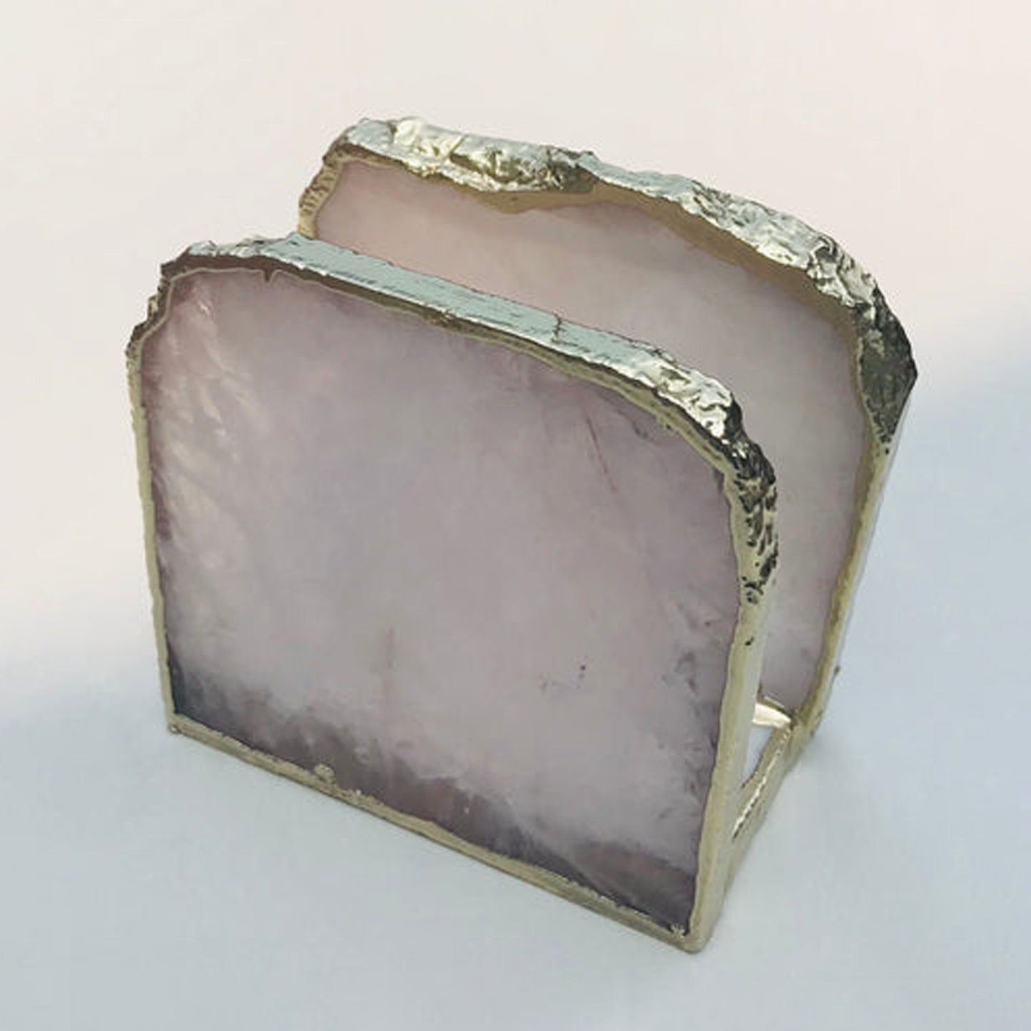 Rose Quartz Napkin Holder/Natural Stone Napkin Holder/Paper Napkin Holder/Desk Napkin Holder/Picnic Holder