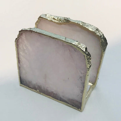 Rose Quartz Napkin Holder/Natural Stone Napkin Holder/Paper Napkin Holder/Desk Napkin Holder/Picnic Holder