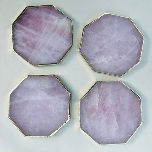 Rose Quartz Octagon Coasters - Set of 4 Large Coasters/Personalised Momentos