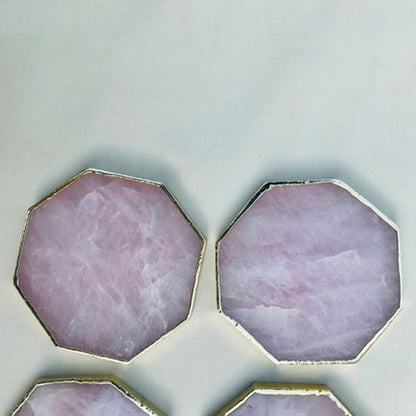 Rose Quartz Octagon Coasters - Set of 4 Large Coasters/Personalised Momentos
