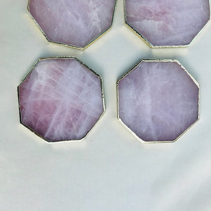 Rose Quartz Octagon Coasters - Set of 4 Large Coasters/Personalised Momentos