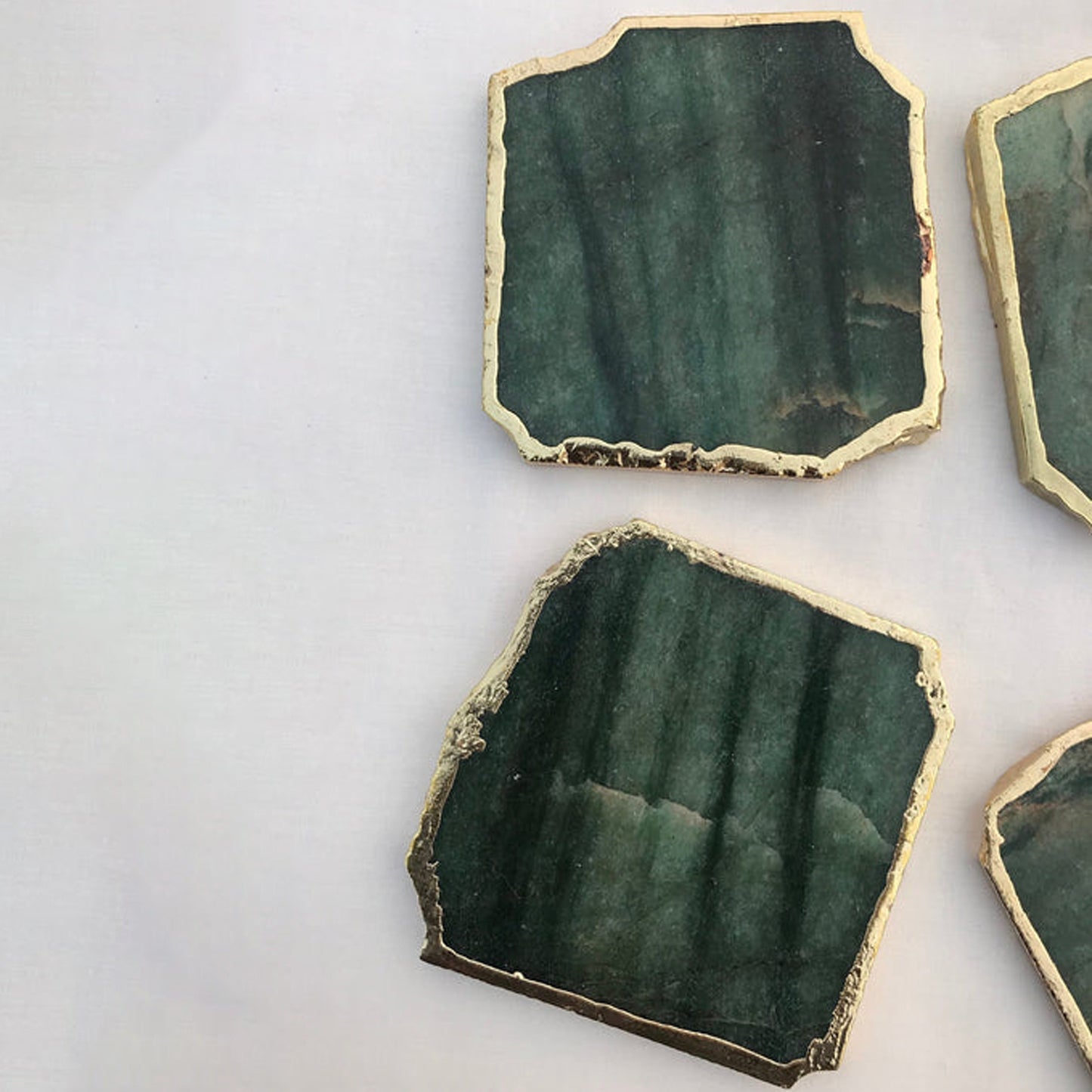 Sage Green Agate Aventurine Set of 4 Large Coasters/Personalised Momentos