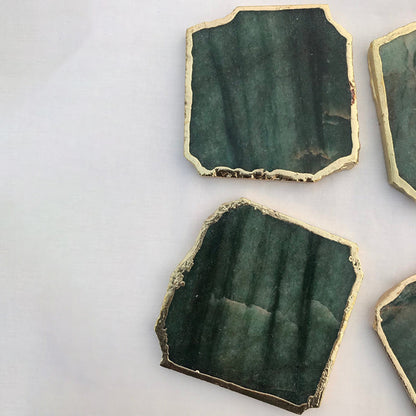 Sage Green Agate Aventurine Set of 4 Large Coasters/Personalised Momentos