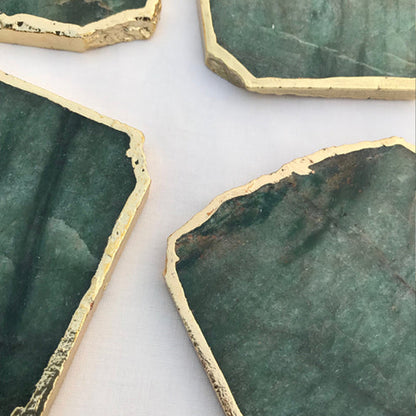 Sage Green Agate Aventurine Set of 4 Large Coasters/Personalised Momentos