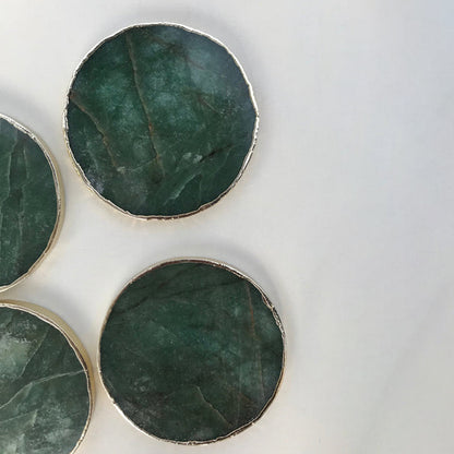 Sage Green Agate Hand Rounded Coasters - Set of 4 Large Coasters/Personalised Momentos