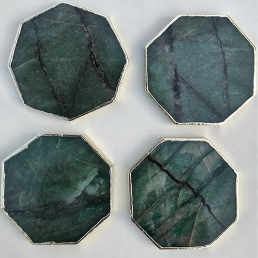 Sage Green Agate Octagon Coasters - Set of 4 Large Coasters/Personalised Momentos