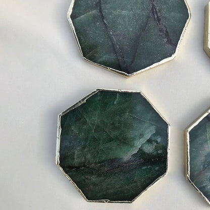 Sage Green Agate Octagon Coasters - Set of 4 Large Coasters/Personalised Momentos