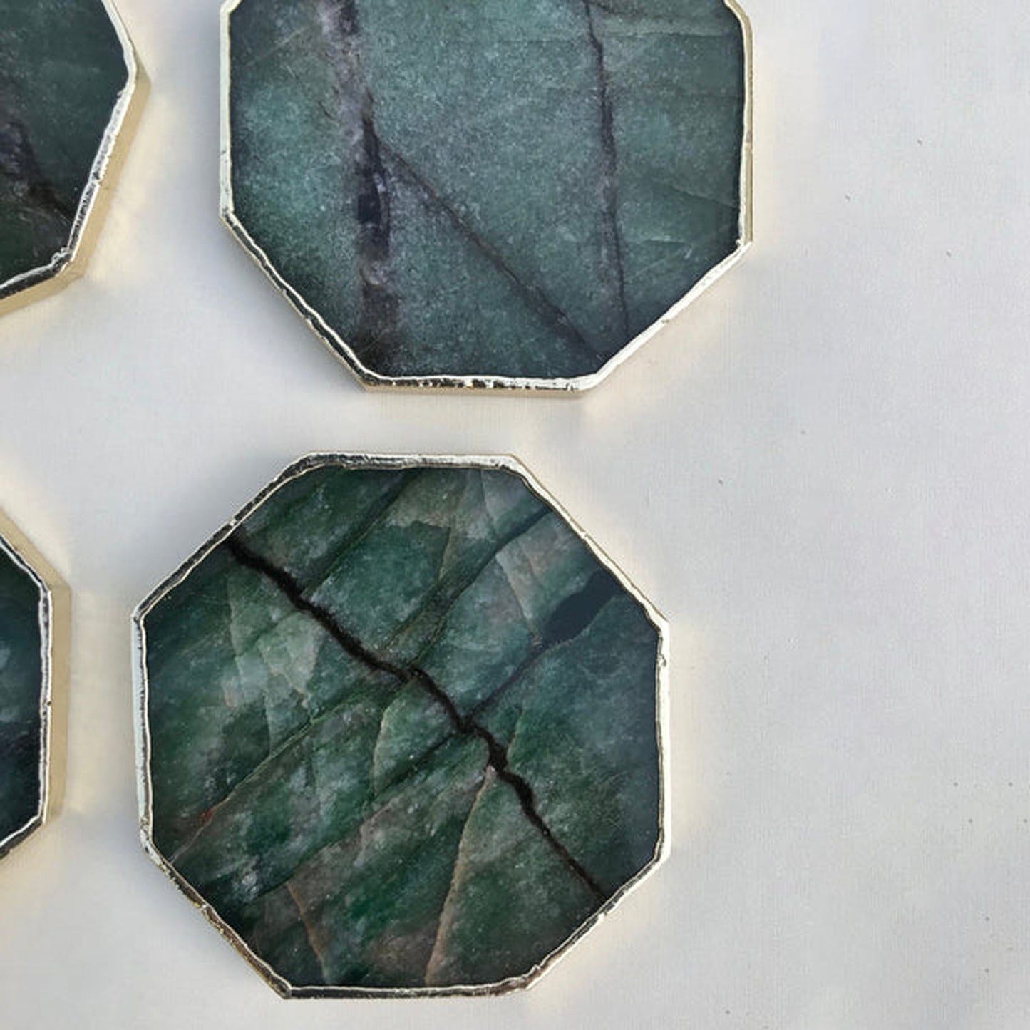 Sage Green Agate Octagon Coasters - Set of 4 Large Coasters/Personalised Momentos