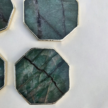 Sage Green Agate Octagon Coasters - Set of 4 Large Coasters/Personalised Momentos