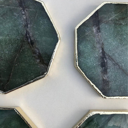 Sage Green Agate Octagon Coasters - Set of 4 Large Coasters/Personalised Momentos