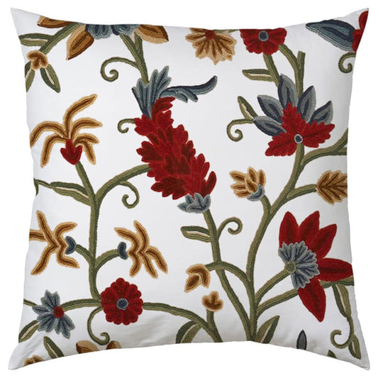 Sarah - Set of 4 Pieces | Cotton Linen Fabric | Crewel Embroidered | Pillow/Cushion Cover Set | With or Without Insert