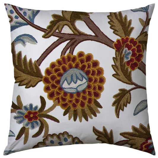 Savannah  - Set of 4 Pieces | Cotton Linen Fabric | Crewel Embroidered | Pillow/Cushion Cover Set | With or Without Insert