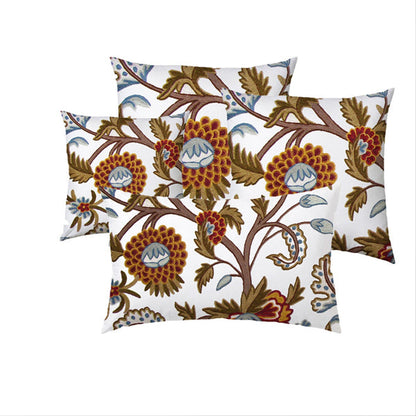 Savannah  - Set of 4 Pieces | Cotton Linen Fabric | Crewel Embroidered | Pillow/Cushion Cover Set | With or Without Insert