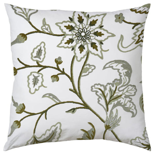 Selena - Set of 4 Pieces | Cotton Linen Fabric | Crewel Embroidered | Pillow/Cushion Cover Set | With or Without Insert