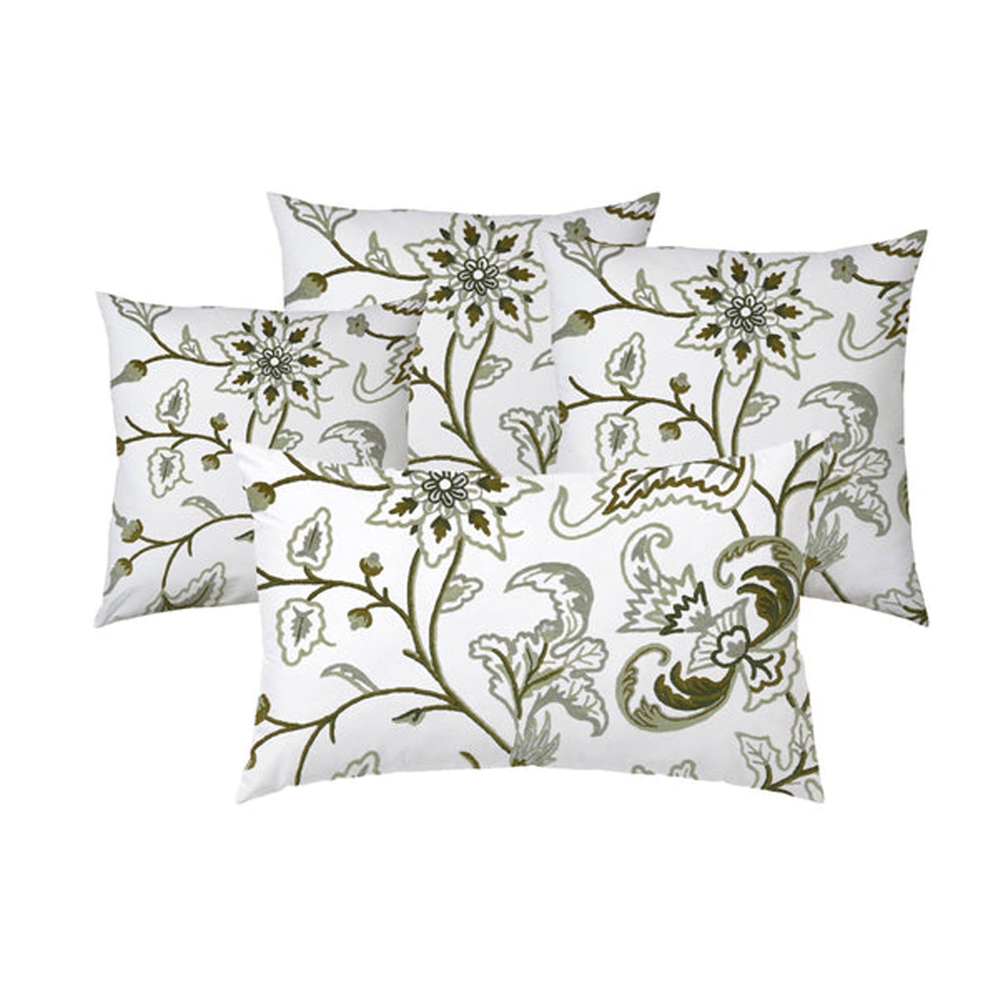 Selena - Set of 4 Pieces | Cotton Linen Fabric | Crewel Embroidered | Pillow/Cushion Cover Set | With or Without Insert