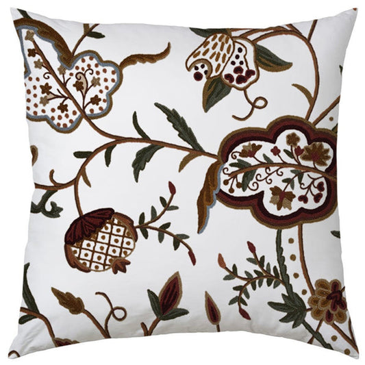 Serena  - Set of 4 Pieces | Cotton Linen Fabric | Crewel Embroidered | Pillow/Cushion Cover Set | With or Without Insert