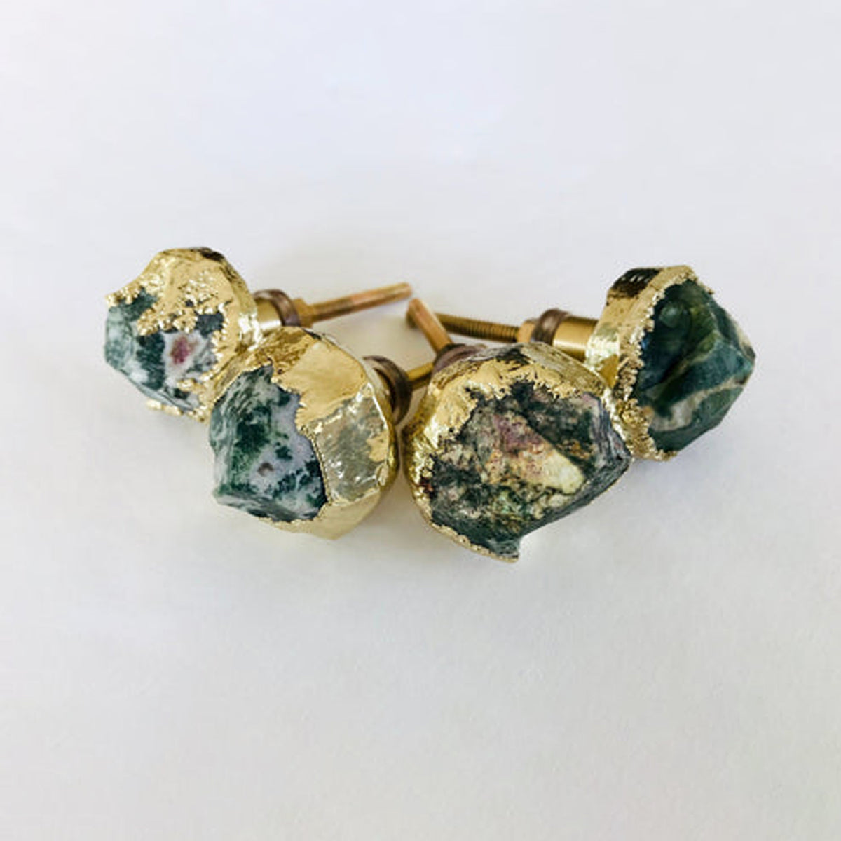 Rough moss agate nuggets 1 to 1.25 inches across