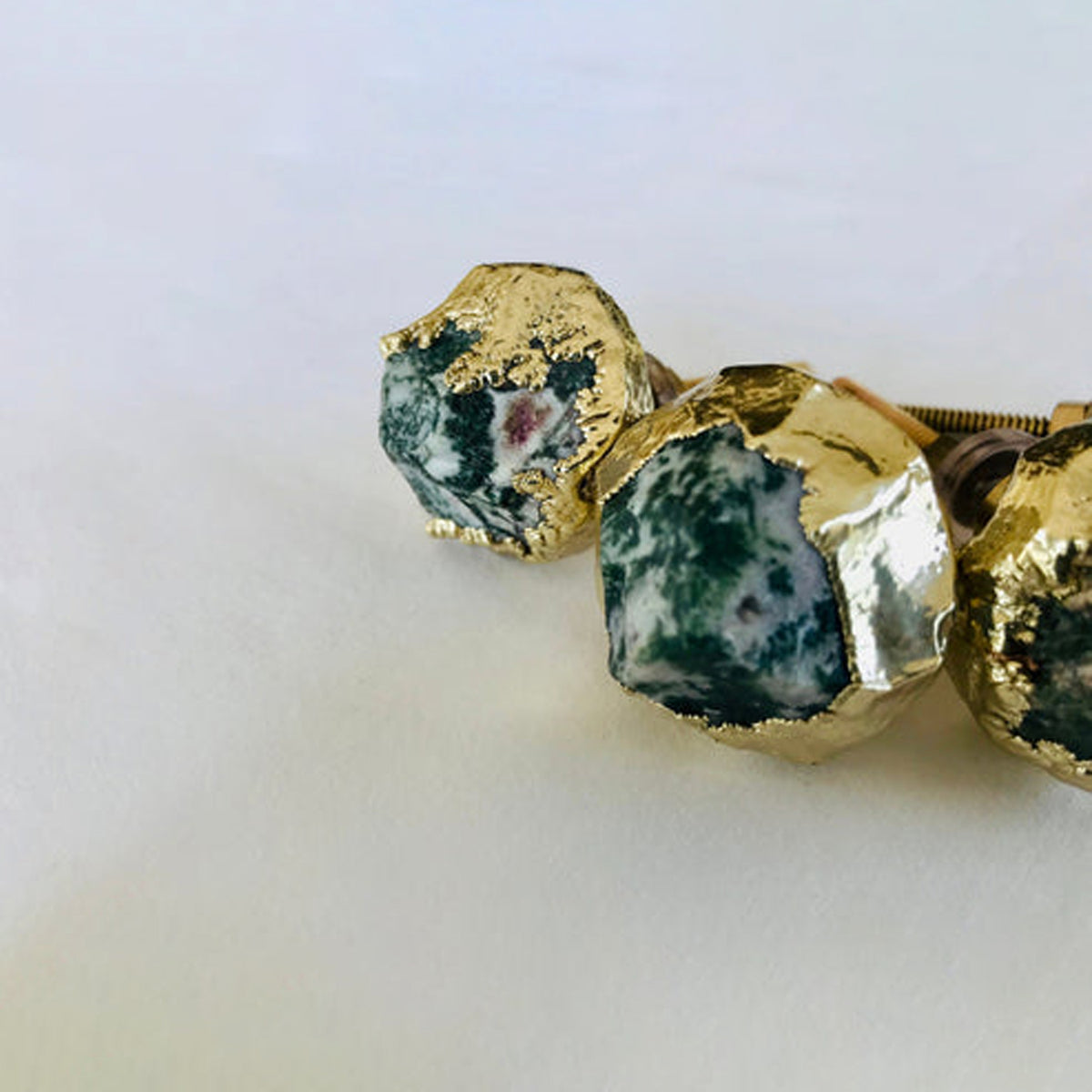Agate nugget knob edged in electroformed gold