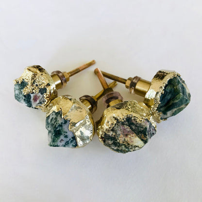 Moss agate knobs can be made in silver or rose gold