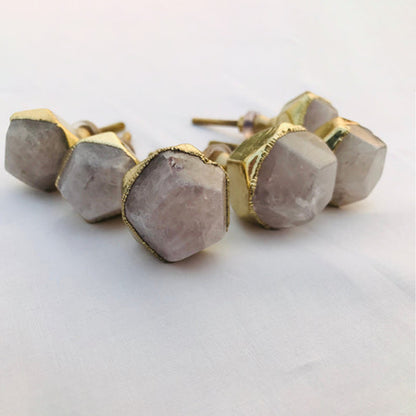 Rose quartz faceted by hand on every side