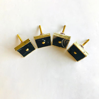 Set of 4 Square Black Agate Classic Vintage Finish Cabinet Drawer Pull Dresser Handle Knobs