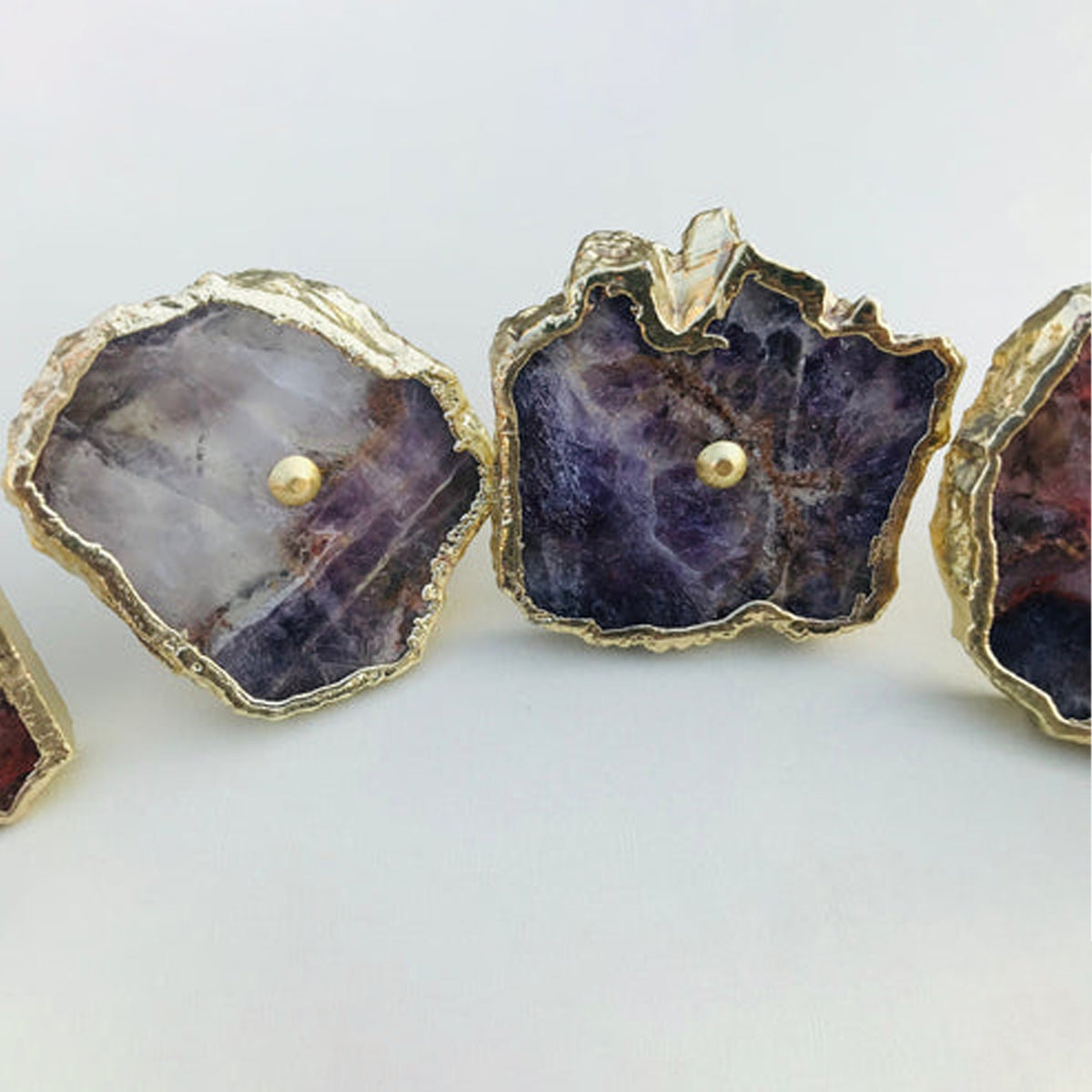 Amethyst knobs handmade to order, no extra hardware needed