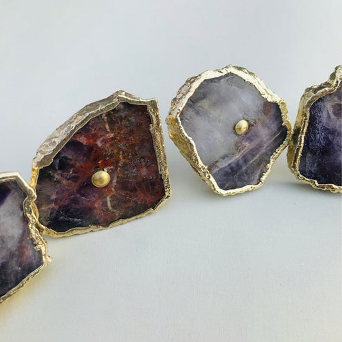 Amethyst Slice Cabinet Knobs, Gold