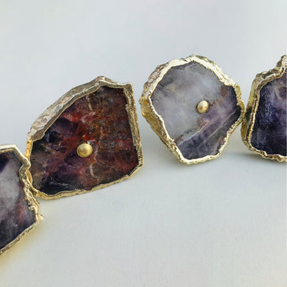 Amethyst Slice Cabinet Knobs, Gold