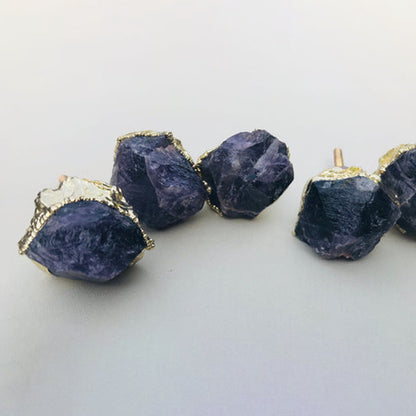 Set of 6 Amethyst Crystal Knobs Finish Cabinet Drawer Pull Wardrobe Dresser Interior Decorative Handle