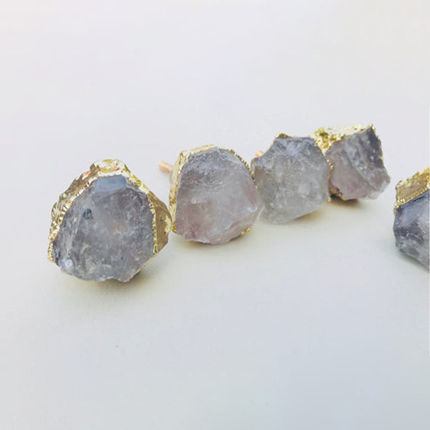 Set of 6 Clear Quartz Crystal Knobs Finish Cabinet Drawer Pull Wardrobe Dresser Interior Decorative Handle