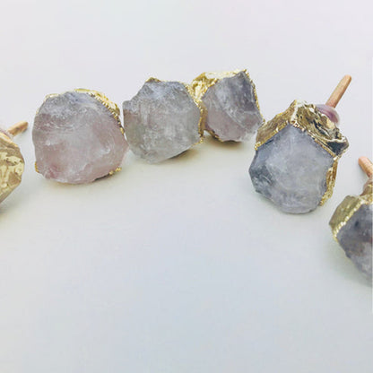 Set of 6 Clear Quartz Crystal Knobs Finish Cabinet Drawer Pull Wardrobe Dresser Interior Decorative Handle