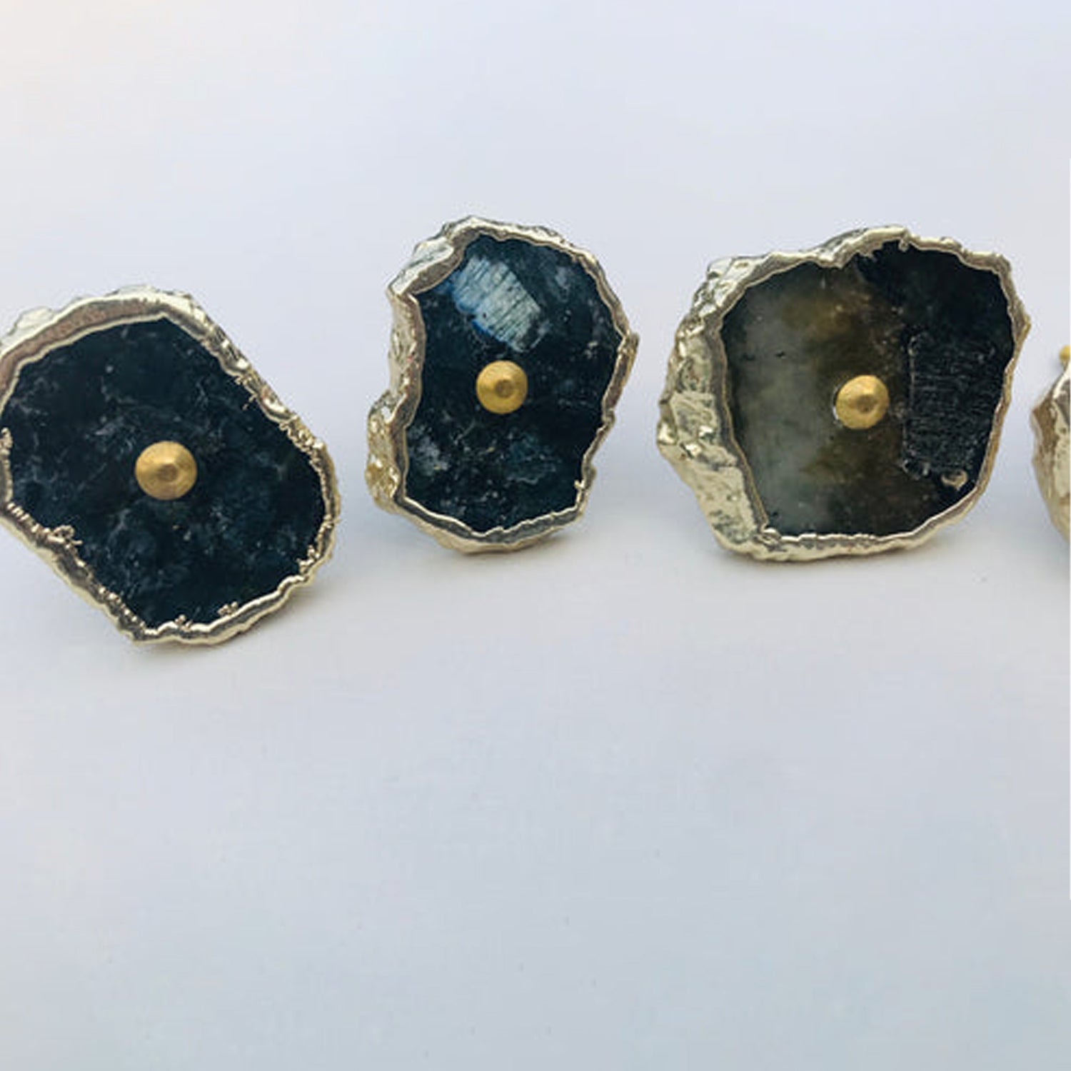 Set of 6 Labrodarite Gemstone/Agate Classic Vintage Finish Cabinet Dra ...