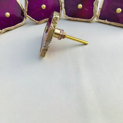 Set of 6 Magenta Agate Classic Vintage Finish Cabinet Drawer Pull Wardrobe Dresser Interior Decorative Handle