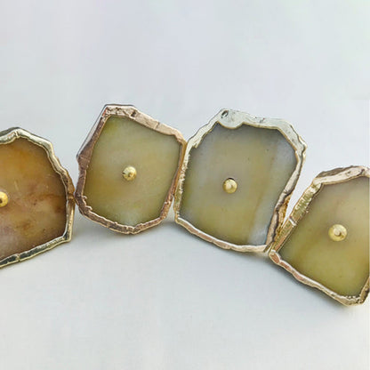 Mustard yellow agate slices edged in gold