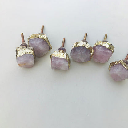 Set of 6 Rose Quartz Crystal Knobs Finish Cabinet Drawer Pull Wardrobe Dresser Interior Decorative Handle
