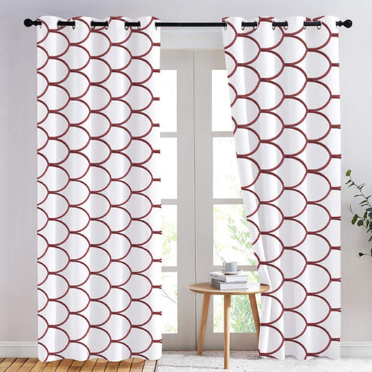 Thalia - Set of 2 Panels Crewel Embroidered Curtains | Linen Cotton Mix | Fully Embroidered | Lined