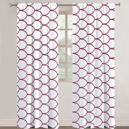 Thalia - Set of 2 Panels Crewel Embroidered Curtains | Linen Cotton Mix | Fully Embroidered | Lined