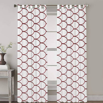 Thalia - Set of 2 Panels Crewel Embroidered Curtains | Linen Cotton Mix | Fully Embroidered | Lined