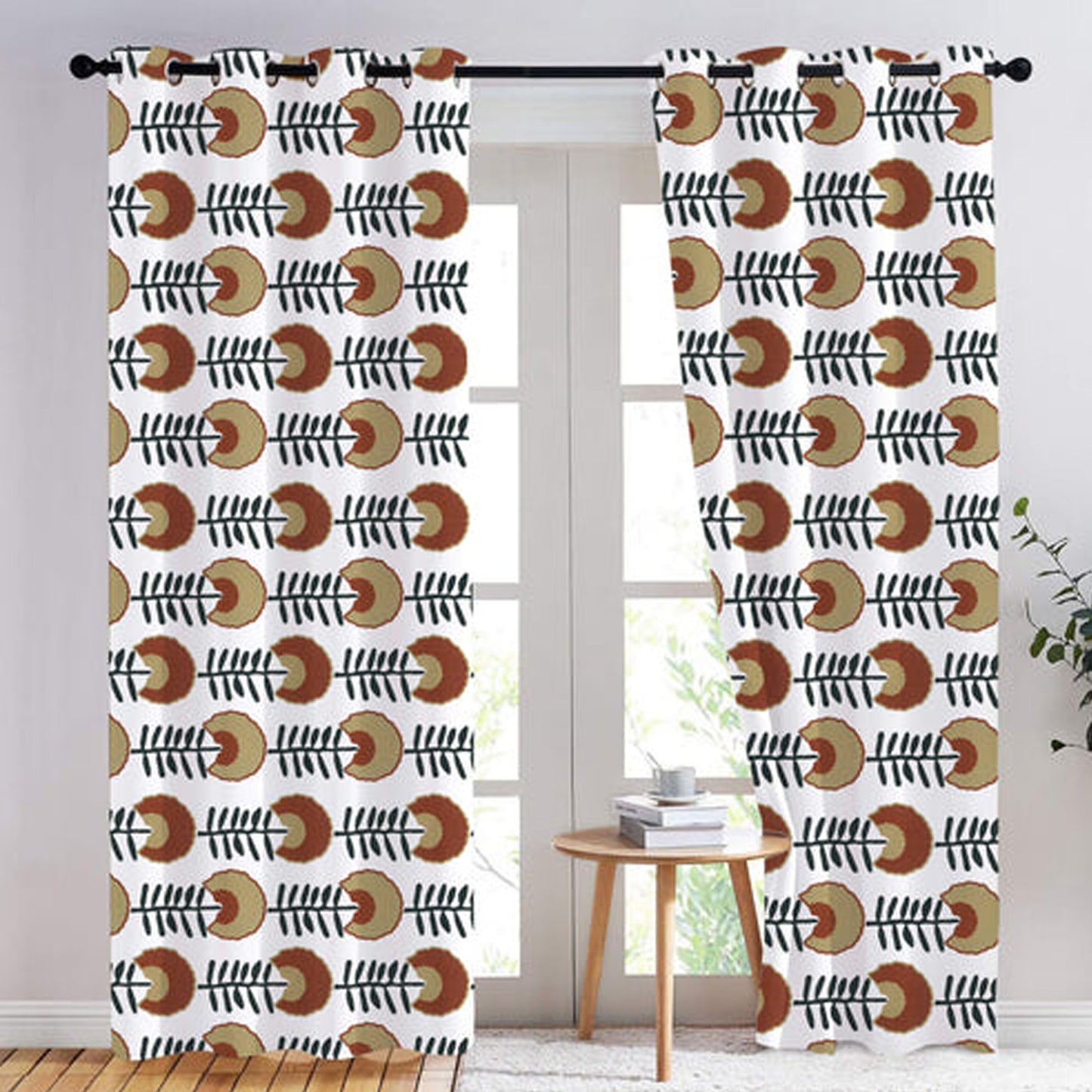 Thea - Set of 2 Panels Crewel Embroidered Curtains | Linen Cotton Mix | Fully Embroidered | Lined