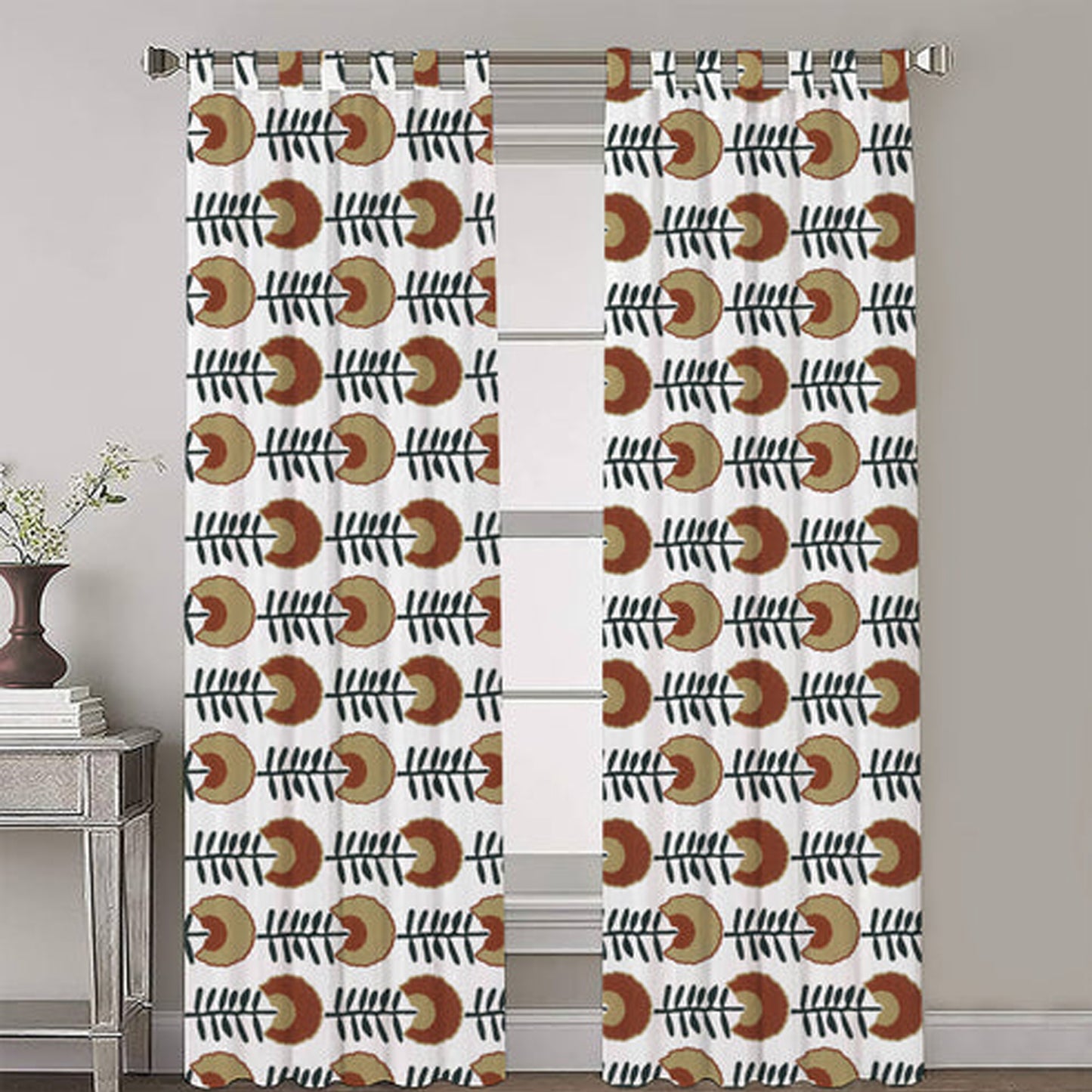 Thea - Set of 2 Panels Crewel Embroidered Curtains | Linen Cotton Mix | Fully Embroidered | Lined