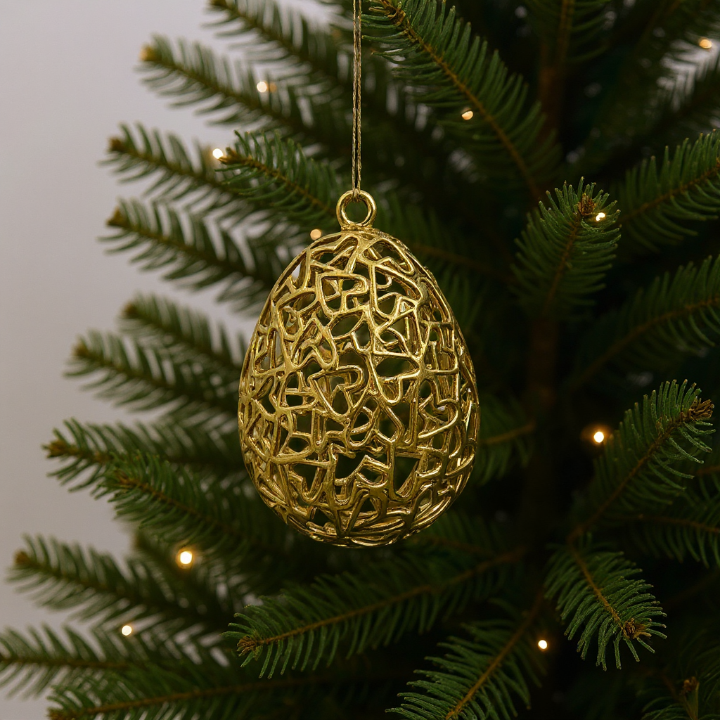 Gold Christmas Ornaments – Metallic Holiday Baubles (Set 2)