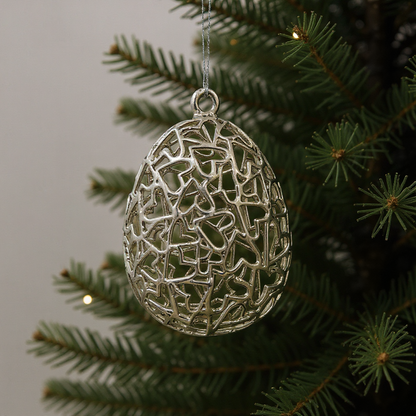 Silver Christmas Ornaments – Metallic Holiday Baubles (Set 2)