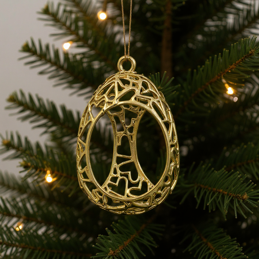 Open Heart egg Christmas ornament | Electroformed metallic bauble in gold, silver or antique | Set of 2 or 4