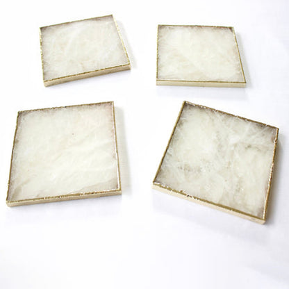 White Agate - Set of 4 Large Square Coasters | Personalised Momentos