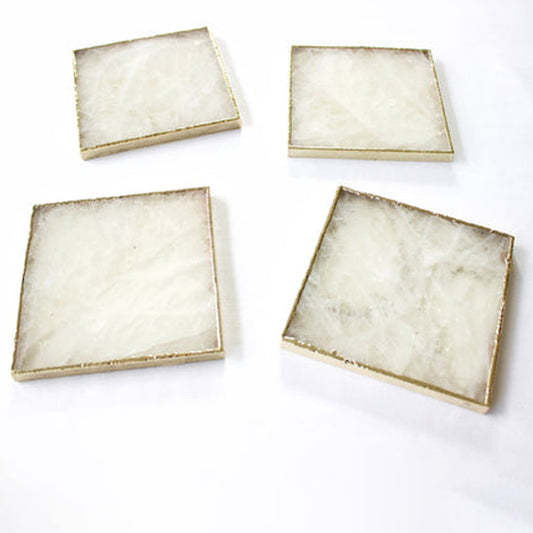 White Agate - Set of 4 Large Square Coasters | Personalised Momentos