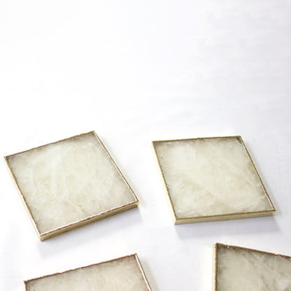 White Agate - Set of 4 Large Square Coasters | Personalised Momentos