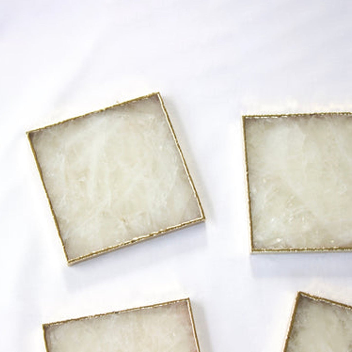 White Agate - Set of 4 Large Square Coasters | Personalised Momentos
