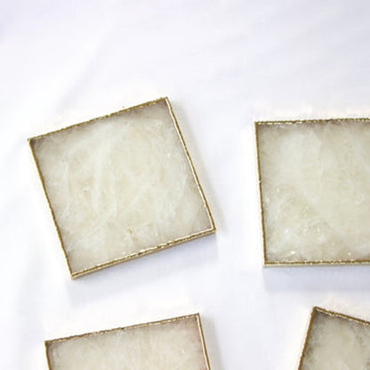 White Agate - Set of 4 Large Square Coasters | Personalised Momentos