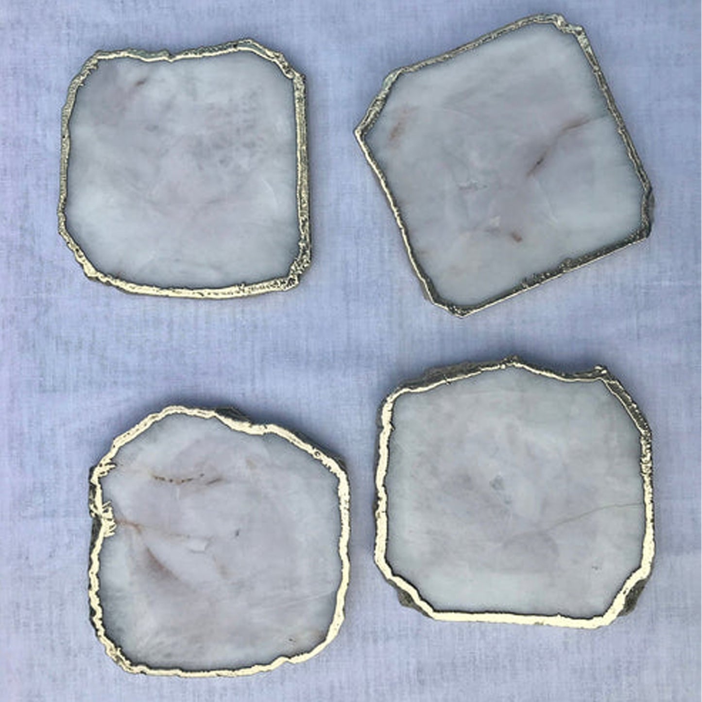 White Agate - Set of 4 large Coasters/Personalised Momentos