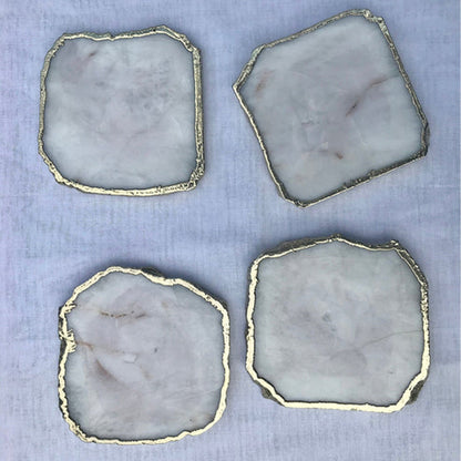 White Agate - Set of 4 large Coasters/Personalised Momentos